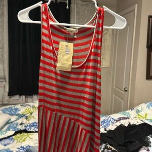 Red & Grey maxi dress